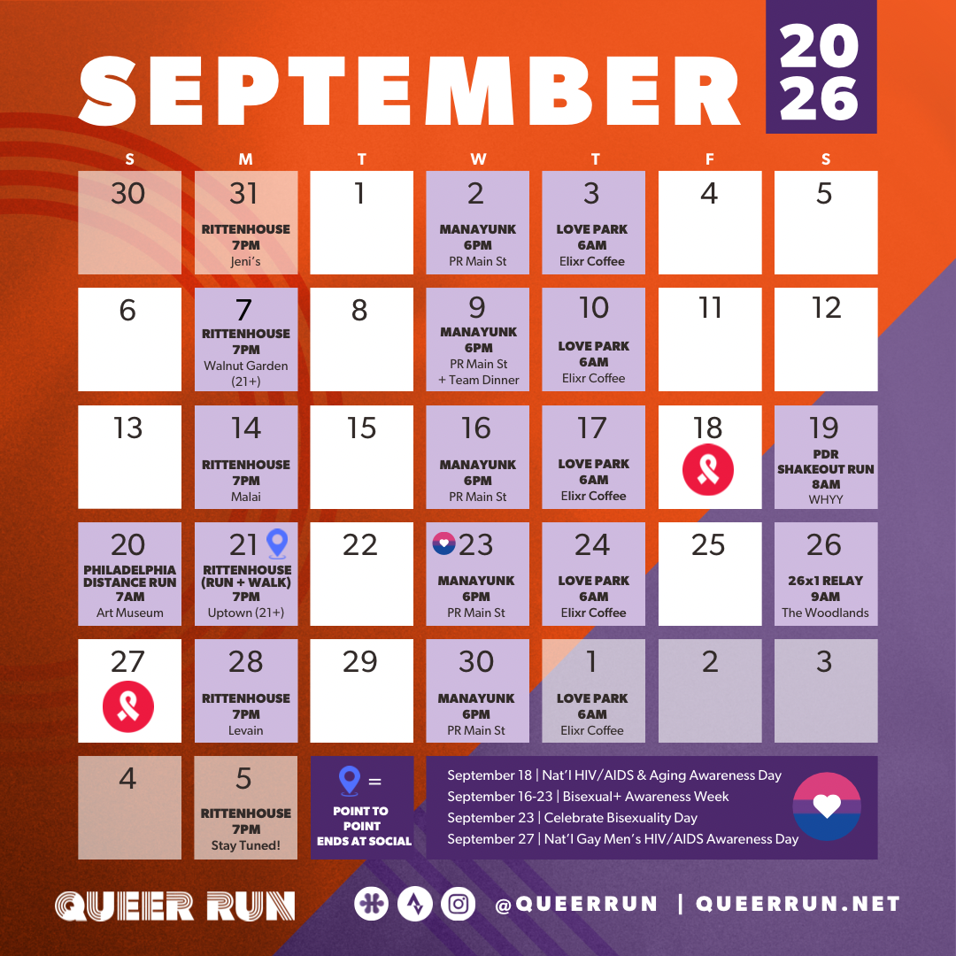 The queer run monthly calendar